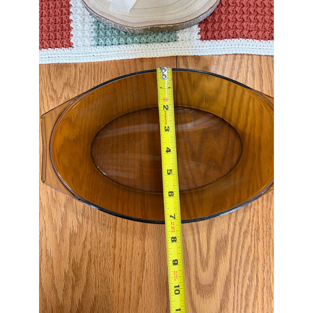 Arcopal Arcoroc France Amber Ovl Glass Baking Dish 12" Vintage Ovensafe Bakeware - Picture 3 of 9